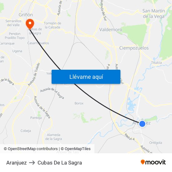 Aranjuez to Cubas De La Sagra map
