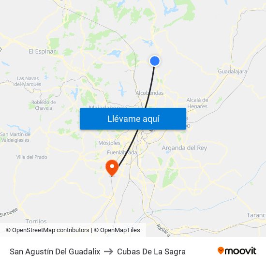 San Agustín Del Guadalix to Cubas De La Sagra map