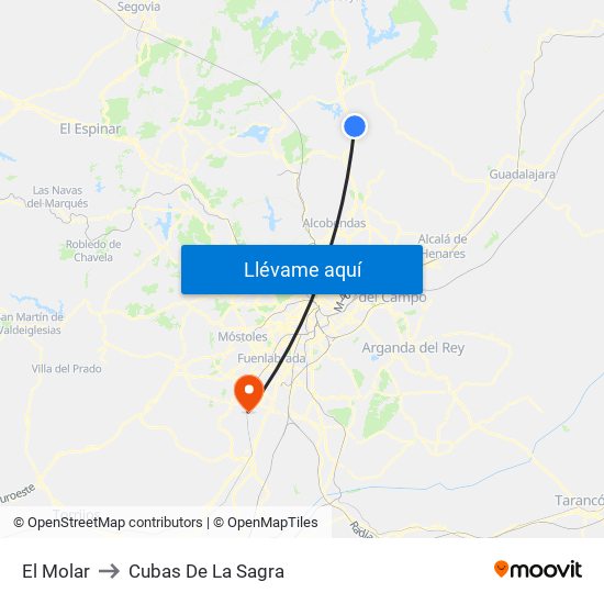 El Molar to Cubas De La Sagra map