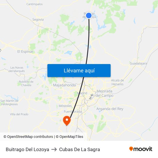 Buitrago Del Lozoya to Cubas De La Sagra map