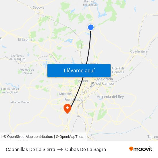 Cabanillas De La Sierra to Cubas De La Sagra map