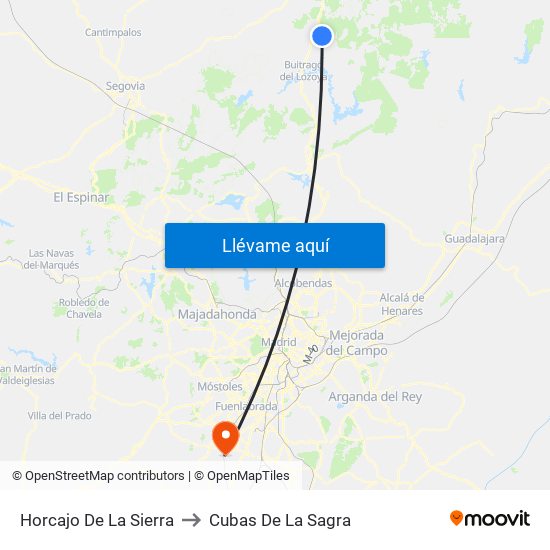 Horcajo De La Sierra to Cubas De La Sagra map