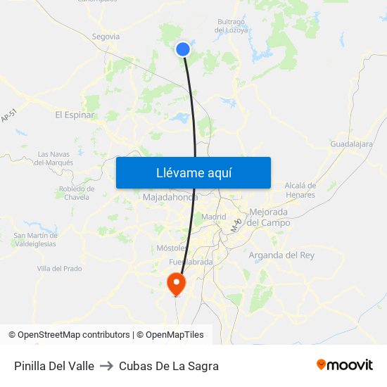 Pinilla Del Valle to Cubas De La Sagra map