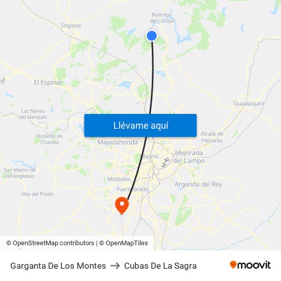 Garganta De Los Montes to Cubas De La Sagra map