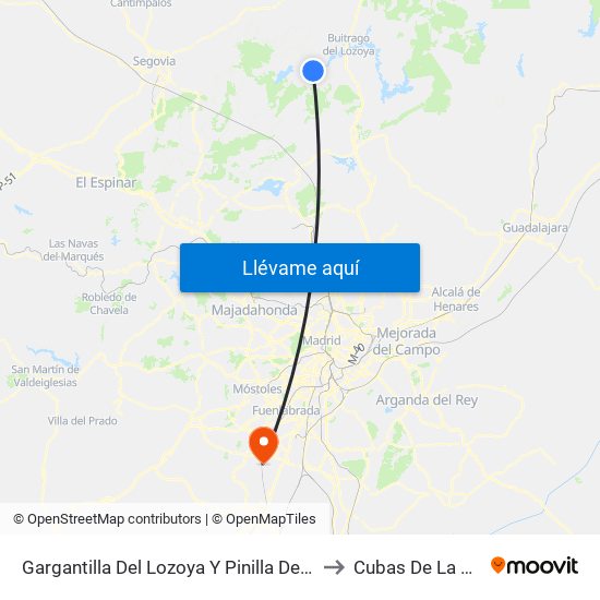 Gargantilla Del Lozoya Y Pinilla De Buitrago to Cubas De La Sagra map
