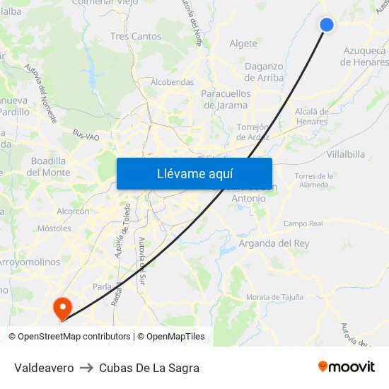 Valdeavero to Cubas De La Sagra map