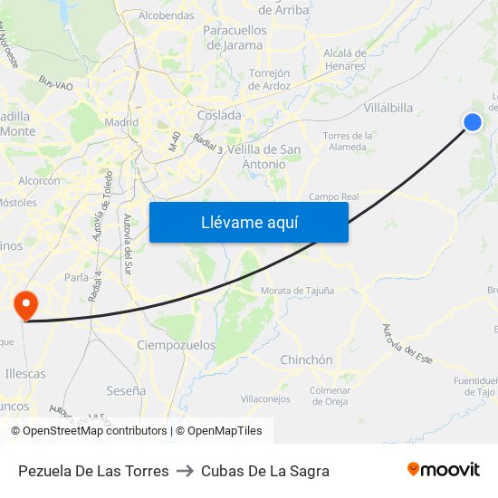 Pezuela De Las Torres to Cubas De La Sagra map