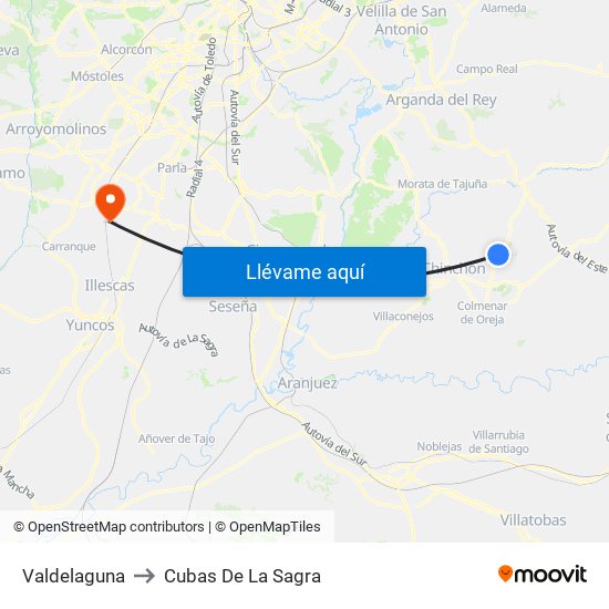 Valdelaguna to Cubas De La Sagra map