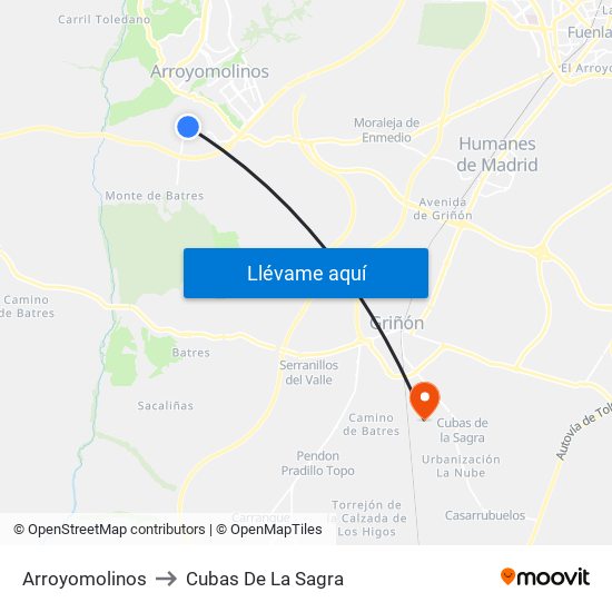 Arroyomolinos to Cubas De La Sagra map