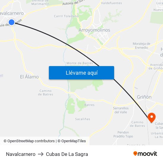 Navalcarnero to Cubas De La Sagra map