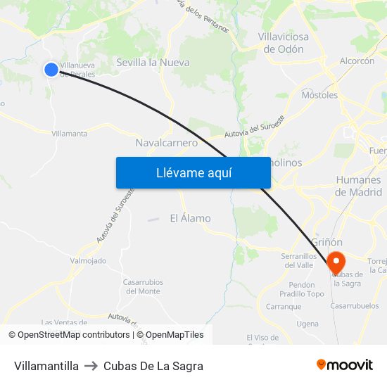 Villamantilla to Cubas De La Sagra map