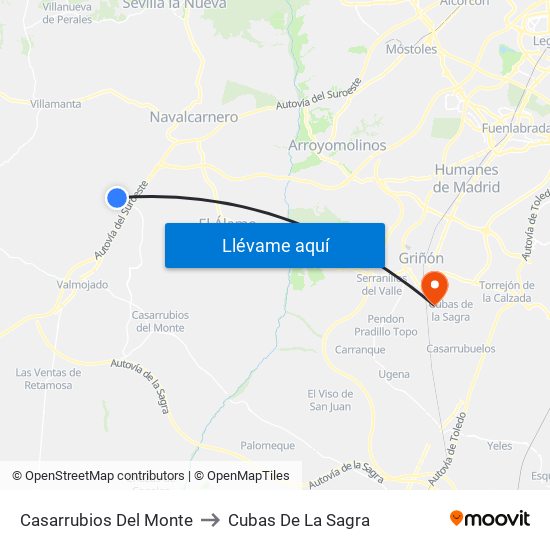 Casarrubios Del Monte to Cubas De La Sagra map