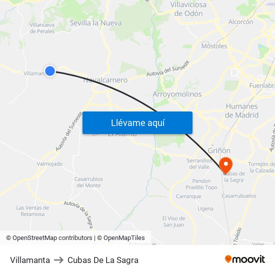 Villamanta to Cubas De La Sagra map