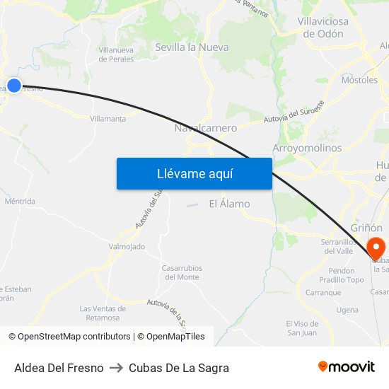 Aldea Del Fresno to Cubas De La Sagra map