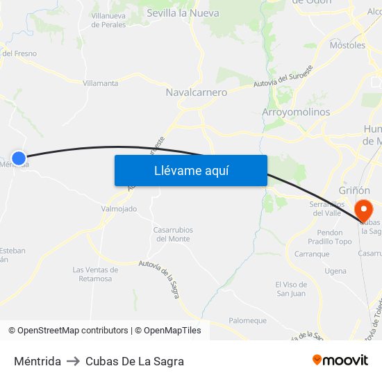 Méntrida to Cubas De La Sagra map