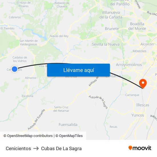 Cenicientos to Cubas De La Sagra map