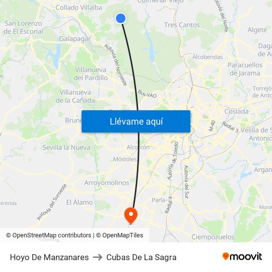 Hoyo De Manzanares to Cubas De La Sagra map