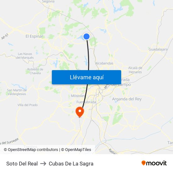 Soto Del Real to Cubas De La Sagra map