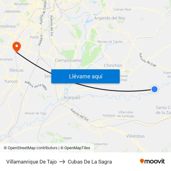 Villamanrique De Tajo to Cubas De La Sagra map