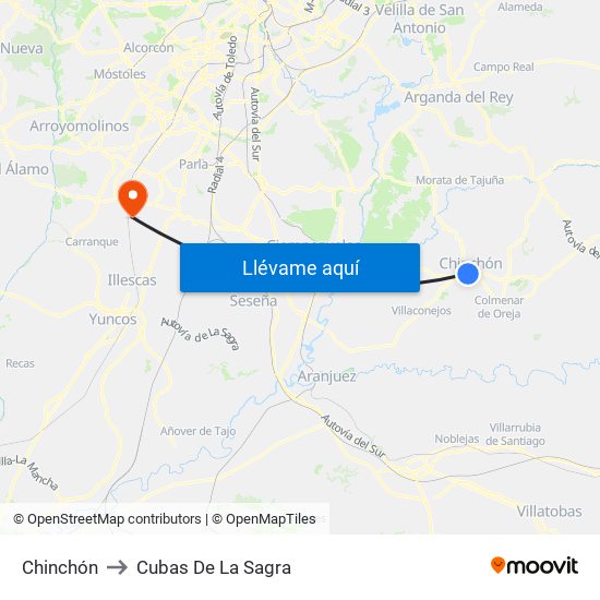 Chinchón to Cubas De La Sagra map