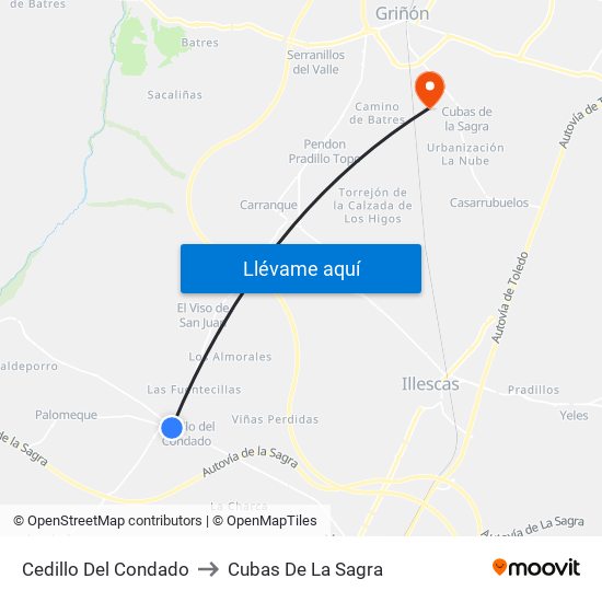 Cedillo Del Condado to Cubas De La Sagra map
