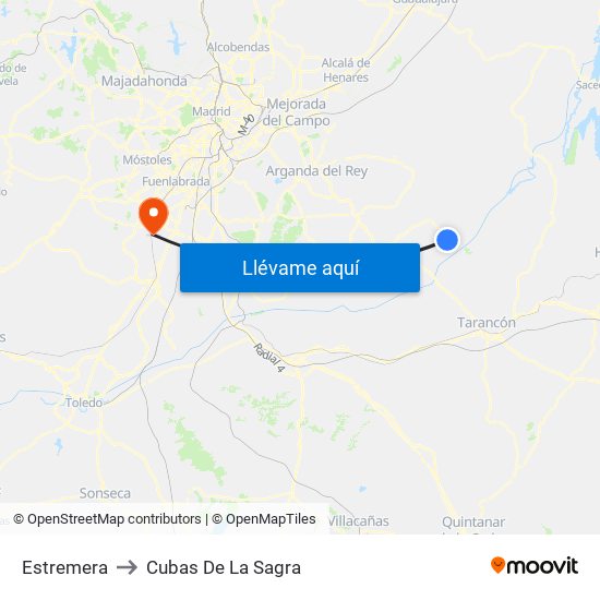 Estremera to Cubas De La Sagra map