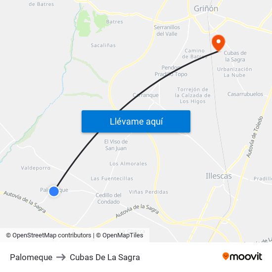 Palomeque to Cubas De La Sagra map