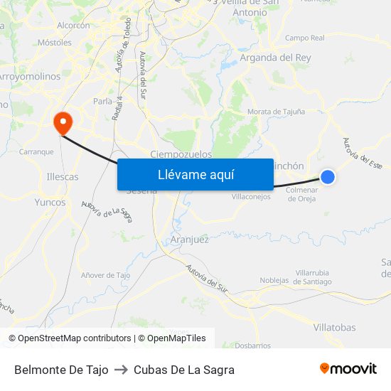 Belmonte De Tajo to Cubas De La Sagra map