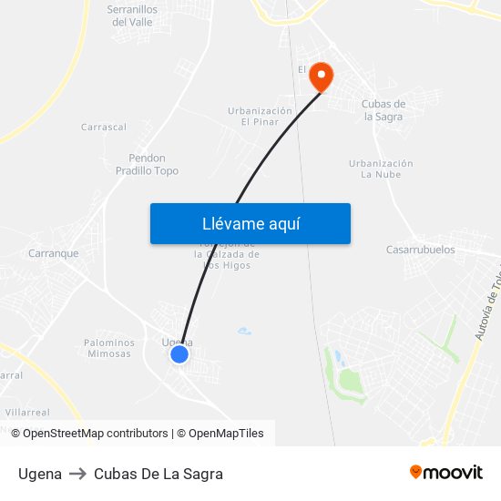 Ugena to Cubas De La Sagra map