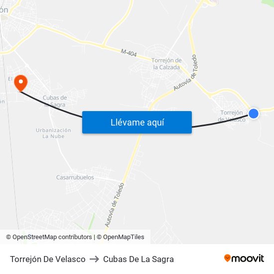 Torrejón De Velasco to Cubas De La Sagra map