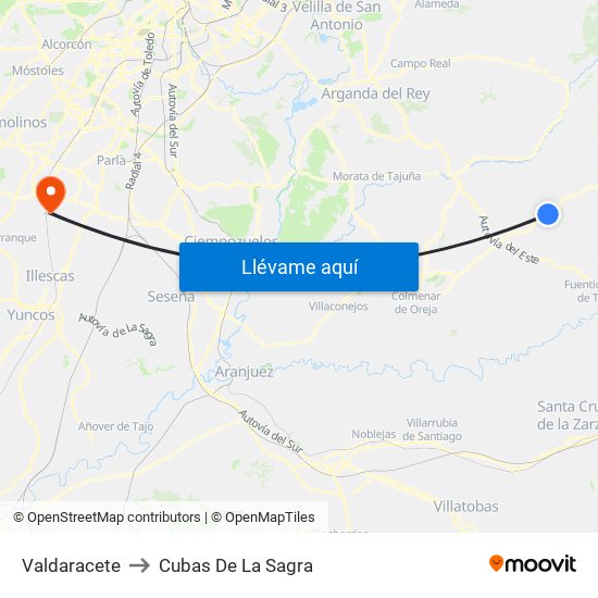 Valdaracete to Cubas De La Sagra map