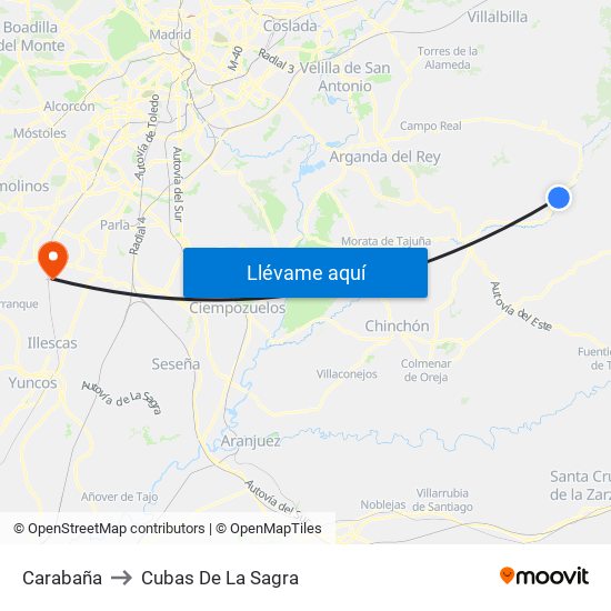 Carabaña to Cubas De La Sagra map
