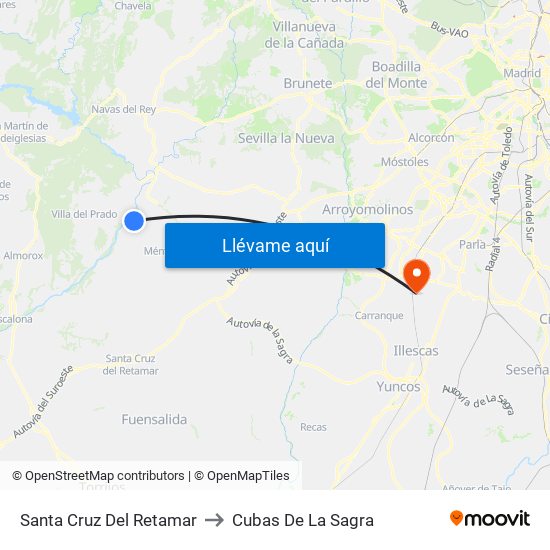 Santa Cruz Del Retamar to Cubas De La Sagra map