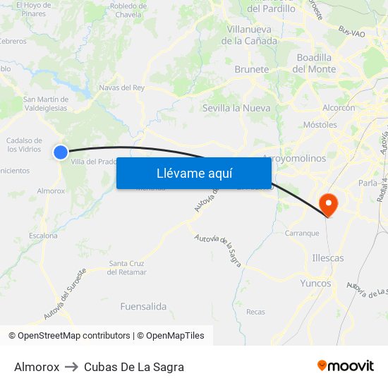 Almorox to Cubas De La Sagra map