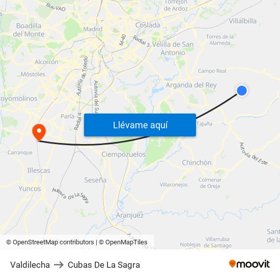 Valdilecha to Cubas De La Sagra map