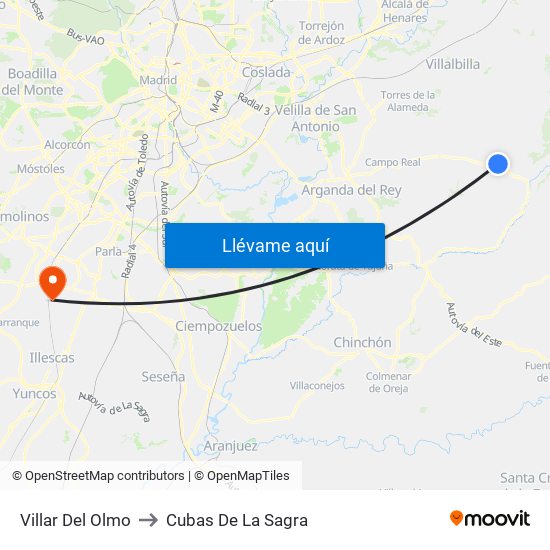 Villar Del Olmo to Cubas De La Sagra map