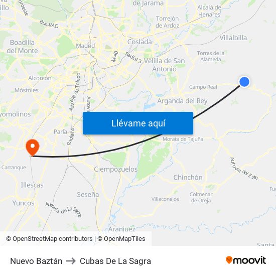 Nuevo Baztán to Cubas De La Sagra map