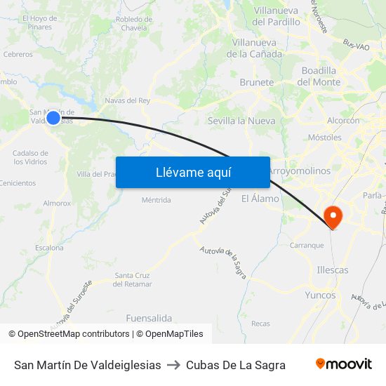 San Martín De Valdeiglesias to Cubas De La Sagra map