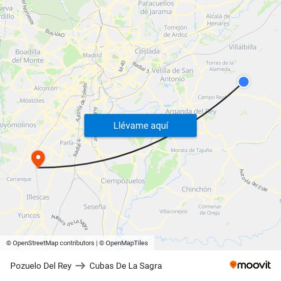 Pozuelo Del Rey to Cubas De La Sagra map