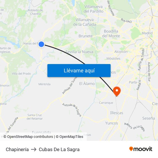 Chapinería to Cubas De La Sagra map