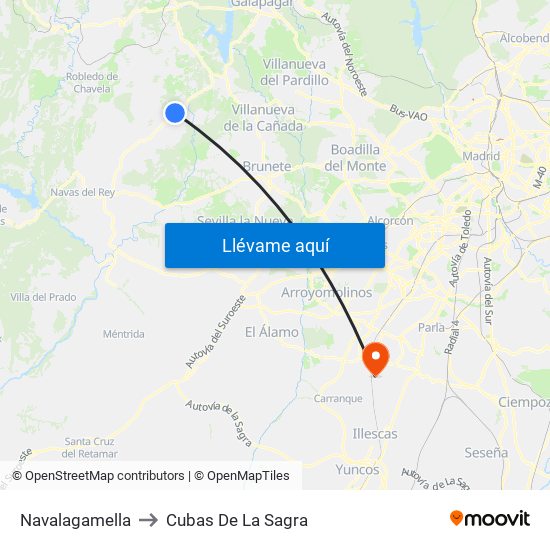 Navalagamella to Cubas De La Sagra map