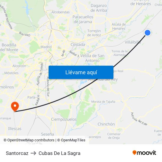 Santorcaz to Cubas De La Sagra map