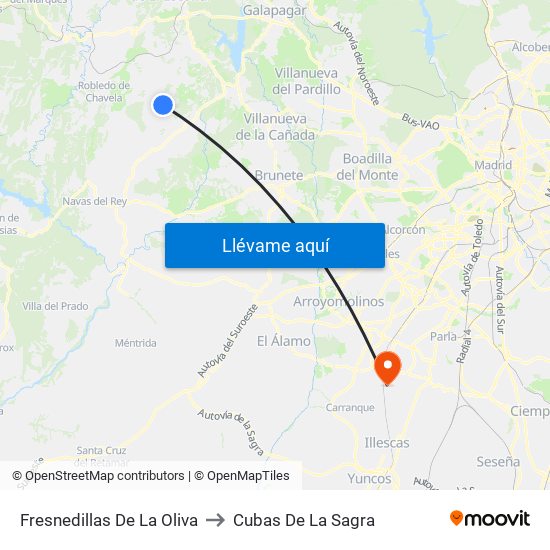 Fresnedillas De La Oliva to Cubas De La Sagra map