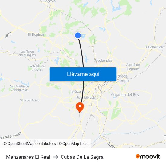 Manzanares El Real to Cubas De La Sagra map