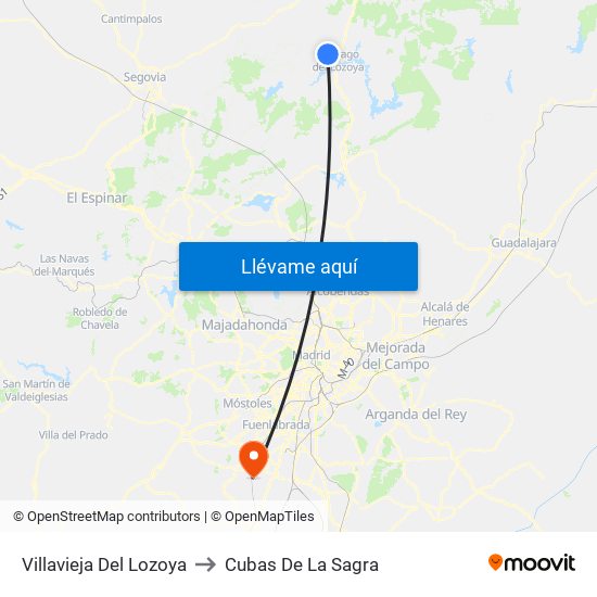 Villavieja Del Lozoya to Cubas De La Sagra map