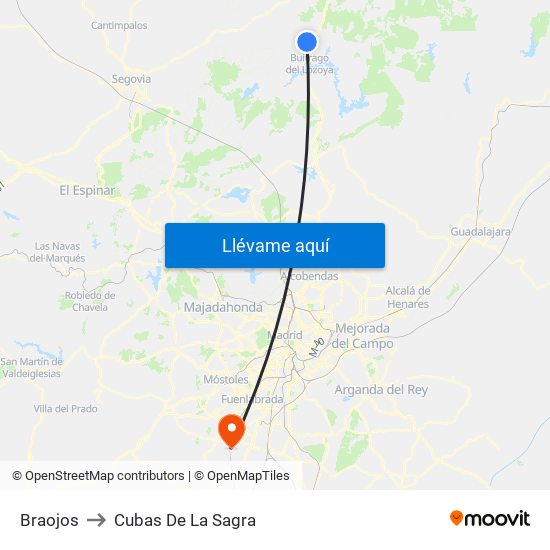 Braojos to Cubas De La Sagra map