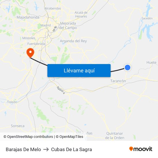 Barajas De Melo to Cubas De La Sagra map