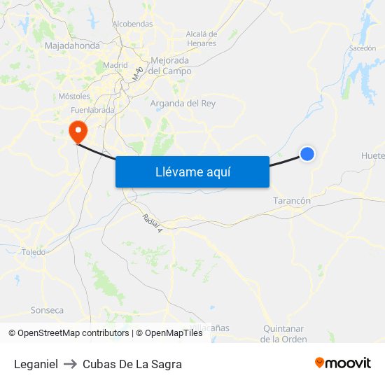 Leganiel to Cubas De La Sagra map