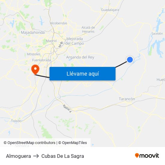 Almoguera to Cubas De La Sagra map