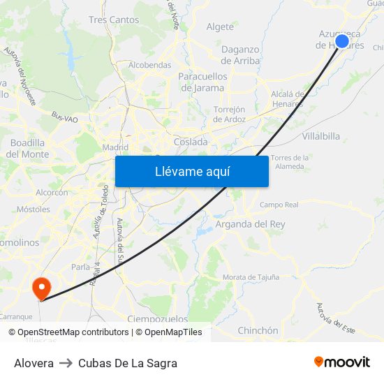 Alovera to Cubas De La Sagra map